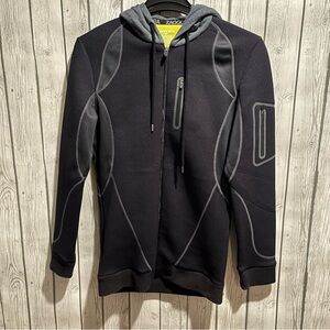 Men’s Zaggora Black Hooded Body Jacket with Yellow Lining Size M